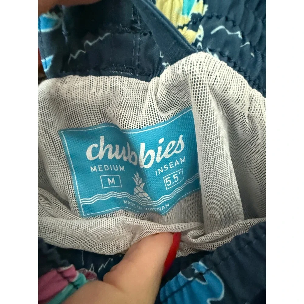 Chubbies Mens Godzilla Dinosaur Swim Trunks Navy Blue